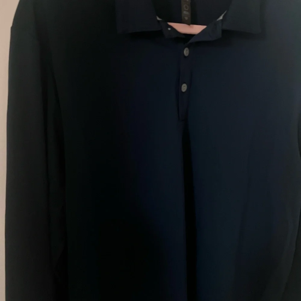 adidas Men's Dark Blue Long Sleeve Polo - Picture 3 of 7
